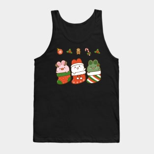 Bunnies Christmas Stockings Green 2 Tank Top